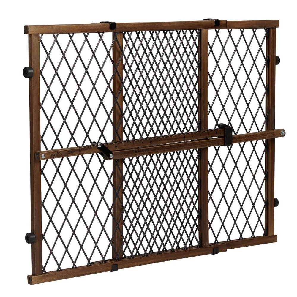 Wood Baby Gate Adjustable 26-42in Farmhouse Pressure Mount